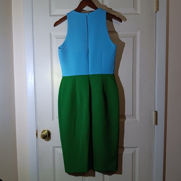 NWT Milly Luna Color Block Dress Blue and Green 6 - Picture 4 of 8